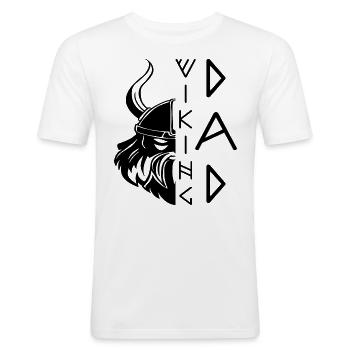 Homme Barbu Papa Viking Fête Des Pères 2024 - T-shirt près du corps Homme - blanc - Devant - Nik (191cm)