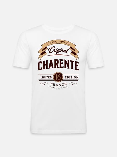Vintage Charente Département France - Men's Slim Fit T-Shirt - white