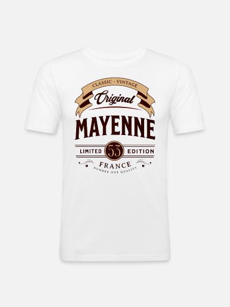 Mayenne Department France - Men's Slim Fit T-Shirt - white