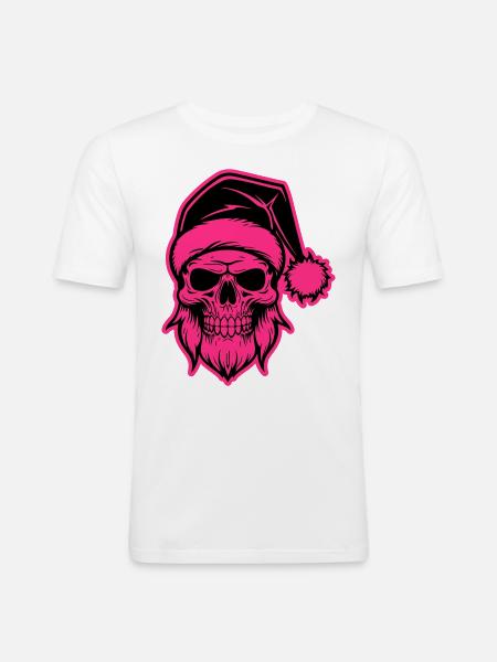 Santa Claus Skull - Men's Slim Fit T-Shirt - white
