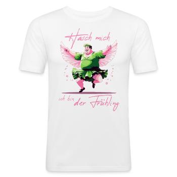 Hasch mich ich bin der Frühling - Männer Slim Fit T-Shirt - Weiß - Vorne - Nik (191cm)