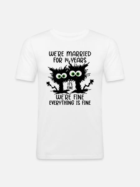 14 År Gift Elfenben Bryllupsgave - Herre Slim Fit T-Shirt - hvid