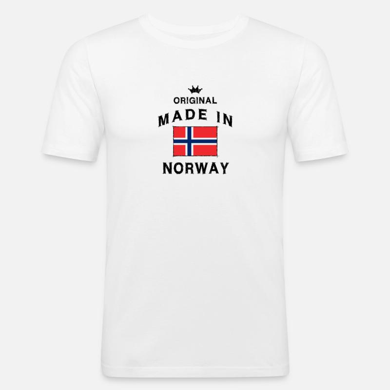 Drapeau norvégien drapeau drapeau - T-shirt près du corps Homme - blanc