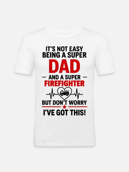 Heart + Fire Brigade – Super Dad Firefighter - Men's Slim Fit T-Shirt - white