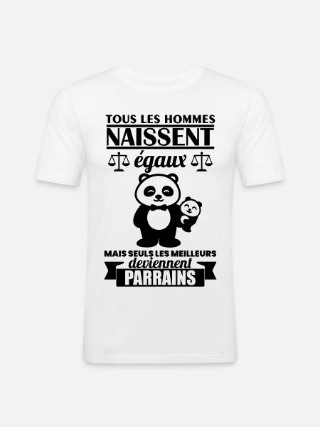 Cadeau Parrain Panda – Meilleur Parrain - T-shirt près du corps Homme - blanc