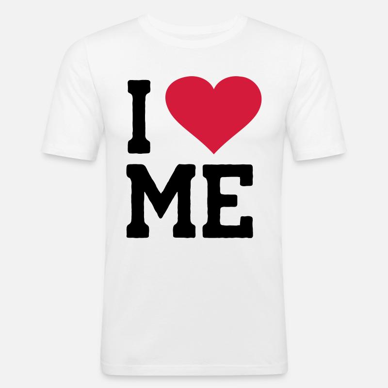 I Love me - Männer Slim Fit T-Shirt - Weiß