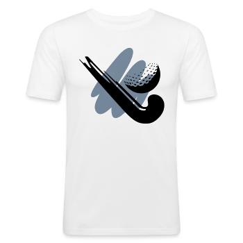 Raquette de hockey avec balle - T-shirt près du corps Homme - blanc - Devant - Nik (191cm)