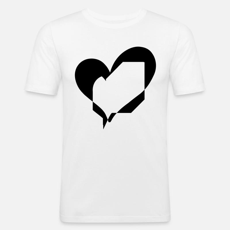 Herz - Männer Slim Fit T-Shirt - Weiß