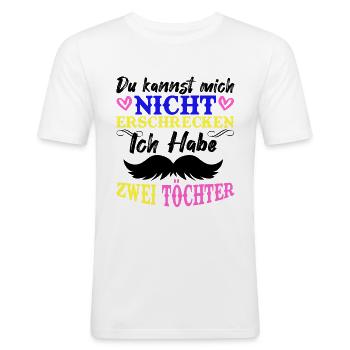 Vater von zwei Töchtern Papa Tochter Vatertag - Männer Slim Fit T-Shirt - Weiß - Vorne - Nik (191cm)