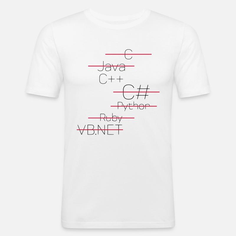 C++ - SIMPLE - Männer Slim Fit T-Shirt - Weiß