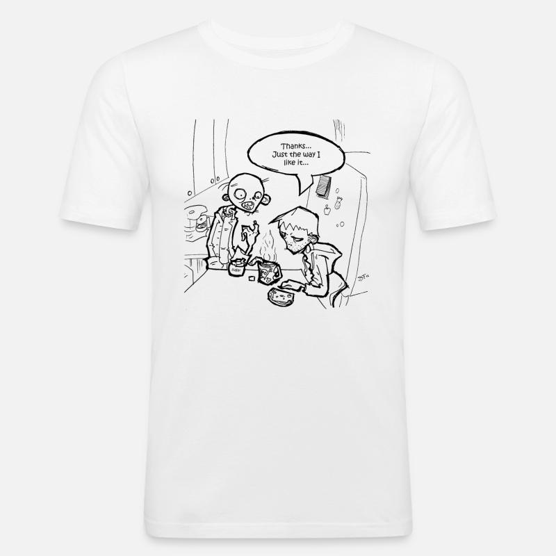 Necromania; Frühstück wird serviert - Männer Slim Fit T-Shirt - Weiß