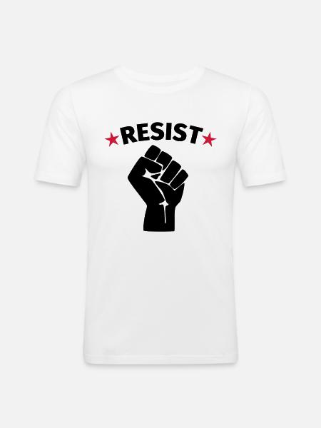 Resistance protest raised fist - Men's Slim Fit T-Shirt - white