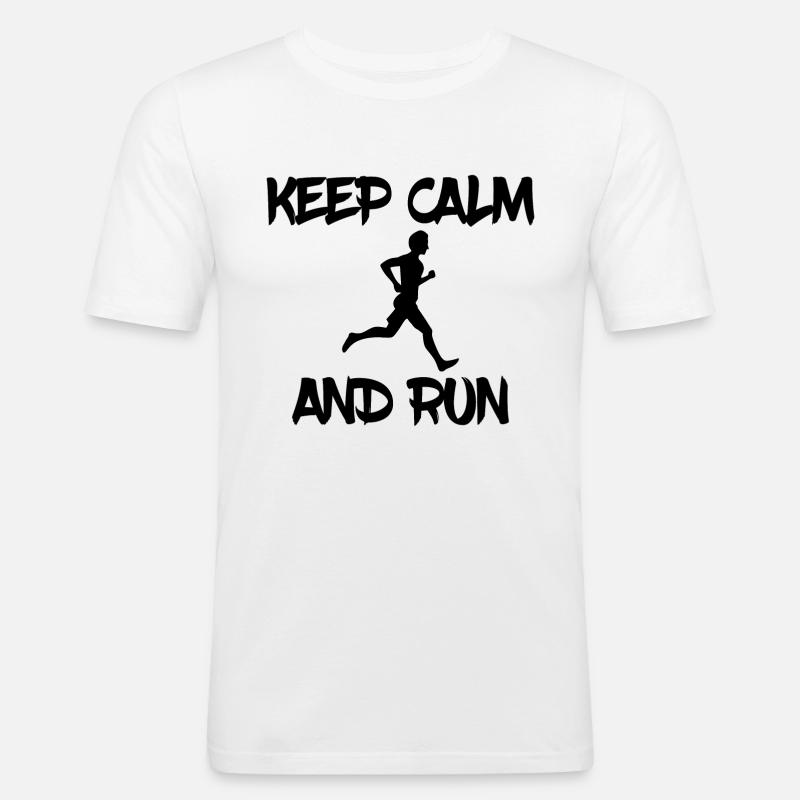 keep calm and run - Männer Slim Fit T-Shirt - Weiß