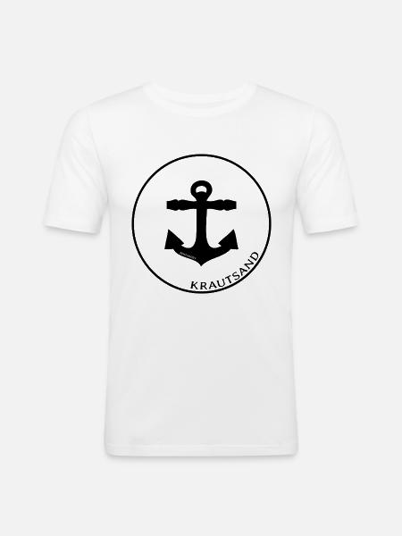 Elbinsel Krautsand Urlaub Anker (b) - Männer Slim Fit T-Shirt - Weiß