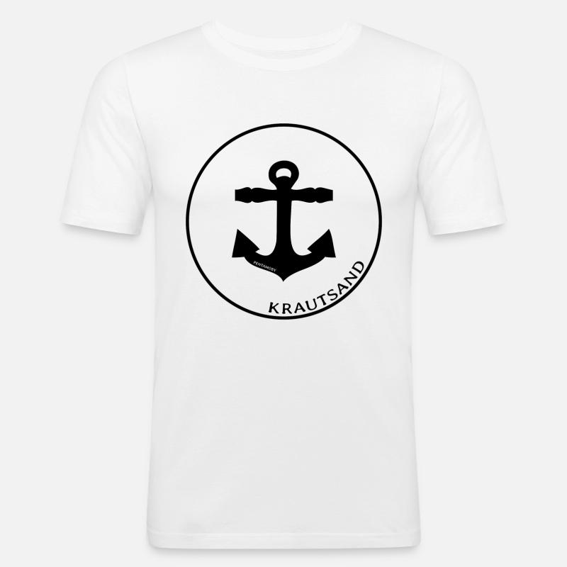 Elbinsel Krautsand Urlaub Anker (b) - Männer Slim Fit T-Shirt - Weiß