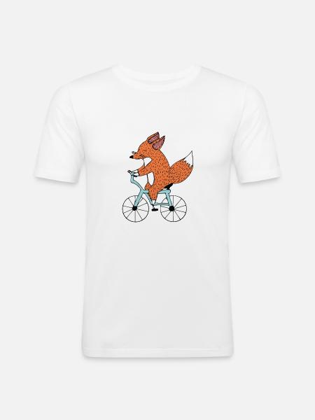 Lustiger Fahrrad Fuchs, Rad fahren E Bike Geschenk - Männer Slim Fit T-Shirt - Weiß