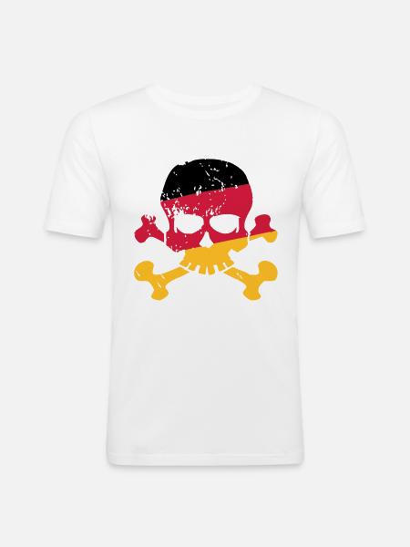 Tysk flag skull - Tyskland - Berlin - fodbold - Herre Slim Fit T-Shirt - hvid