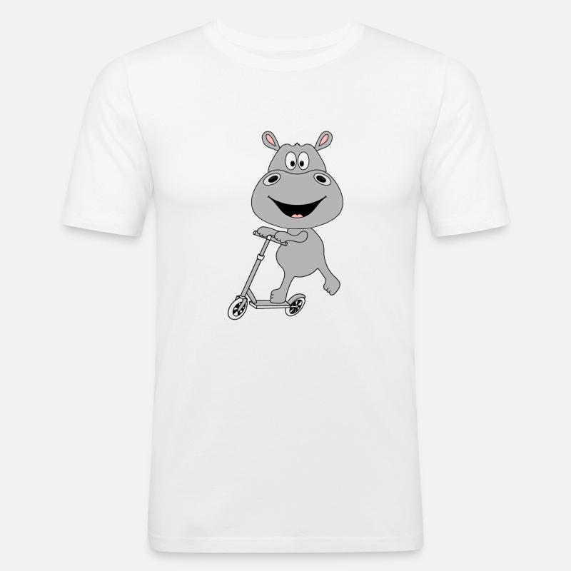 NILPFERD - HIPPO - FLUSSPFERD - ROLLER - TIER - Männer Slim Fit T-Shirt - Weiß