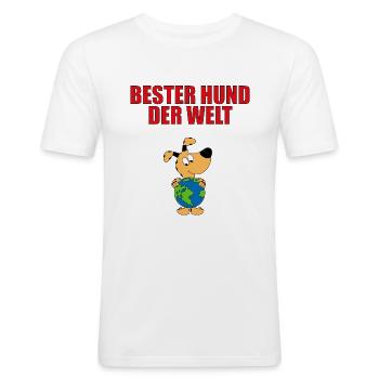 BESTER HUND DER WELT - Männer Slim Fit T-Shirt - Weiß - Vorne - Nik (191cm)