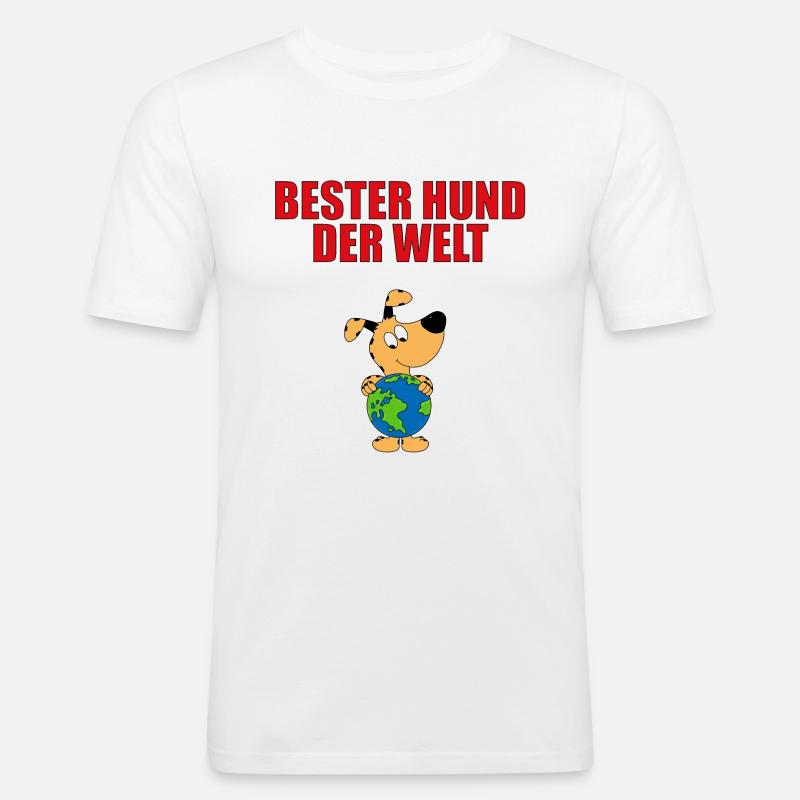 BESTER HUND DER WELT - Männer Slim Fit T-Shirt - Weiß
