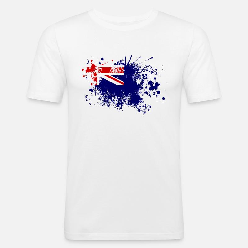 Australien Flagge Farbspritzer Down Under - Männer Slim Fit T-Shirt - Weiß
