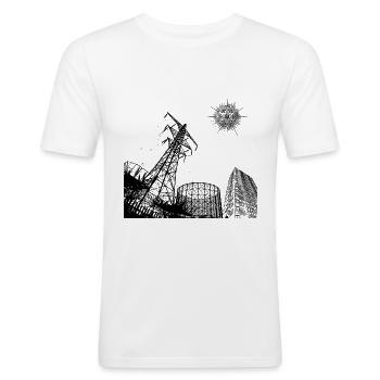 urban collage - Men's Slim Fit T-Shirt - white - Front - Nik (191cm)