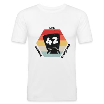 Answer 42 - Men's Slim Fit T-Shirt - white - Front - Nik (191cm)