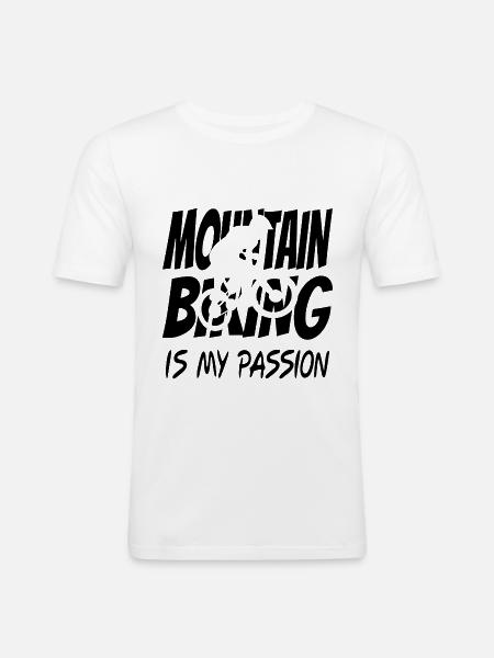 Mountainbiken Mountainbiken - Mannen slim fit T-shirt - wit