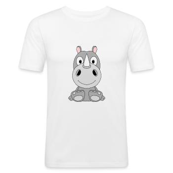 NASHORN - TIER - TIERISCH - KIND - BABY - LIEBE - Männer Slim Fit T-Shirt - Weiß - Vorne - Nik (191cm)