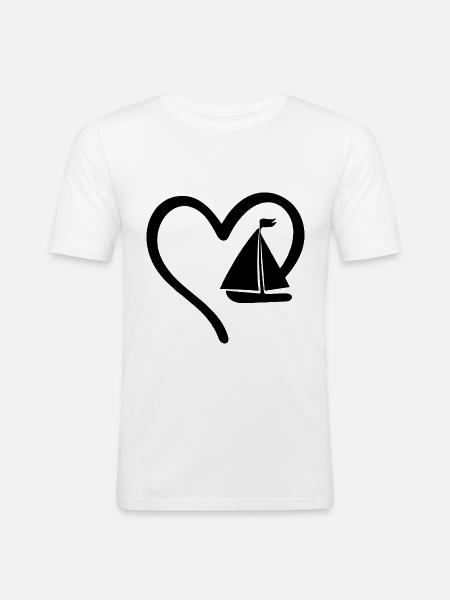 Sailboat Heart - Men's Slim Fit T-Shirt - white