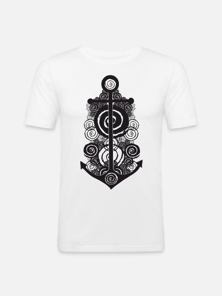 Anchor - Männer Slim Fit T-Shirt - Weiß