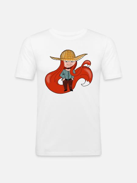 Fuchsfrau - Männer Slim Fit T-Shirt - Weiß