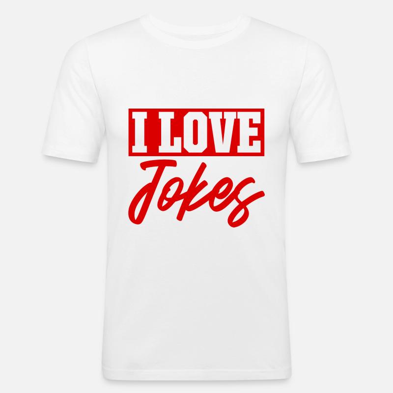 Ich liebe Witze - Männer Slim Fit T-Shirt - Weiß