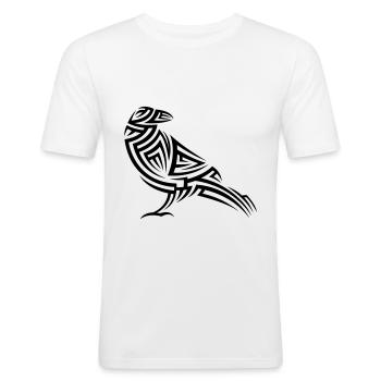 Tatouage tribal Crow - T-shirt près du corps Homme - blanc - Devant - Nik (191cm)