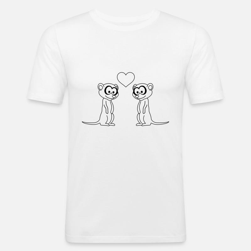 Erdmännchen Comic Paar liebe - Männer Slim Fit T-Shirt - Weiß