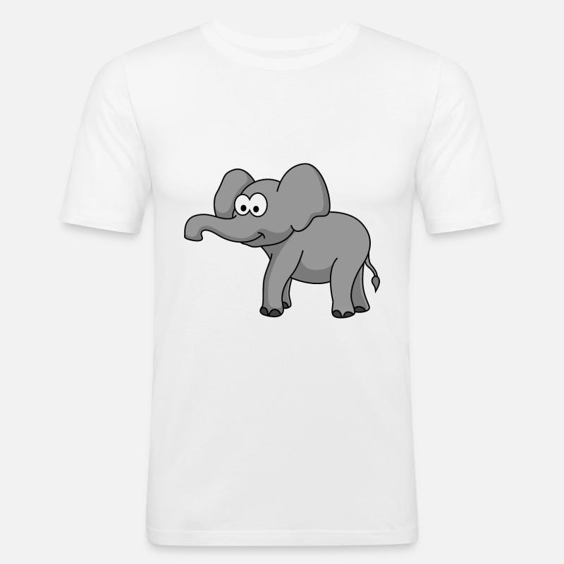 Elefant Comic - Männer Slim Fit T-Shirt - Weiß