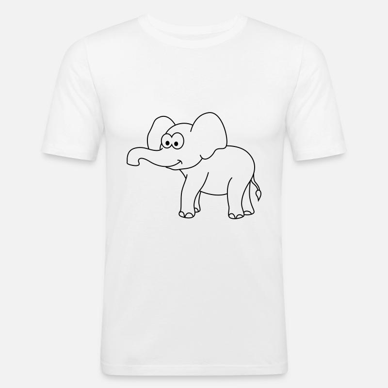 Elefant Comic - Männer Slim Fit T-Shirt - Weiß