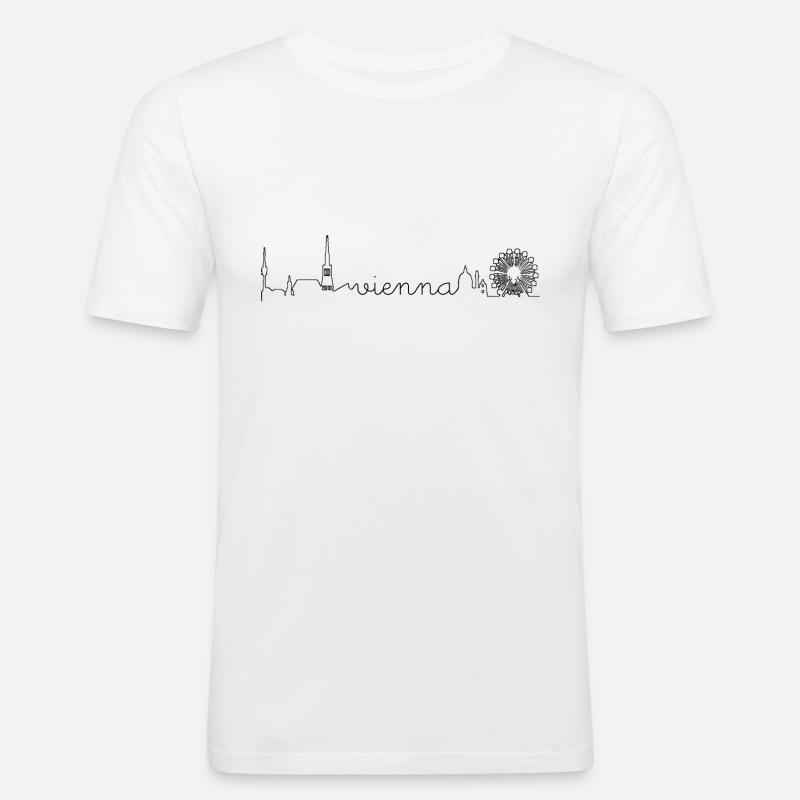 Vienna Skyline - Männer Slim Fit T-Shirt - Weiß