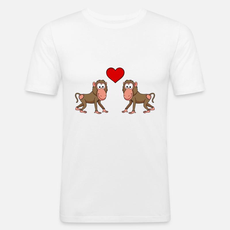 Monkey monkey comic couple love - Men's Slim Fit T-Shirt - white