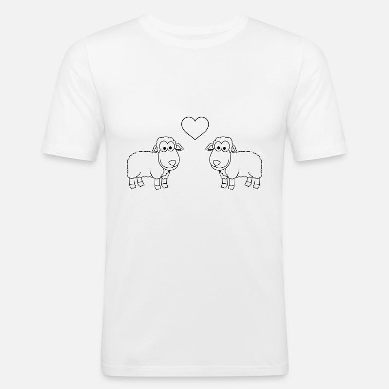 Schaf Comic Paar Liebe - Männer Slim Fit T-Shirt - Weiß