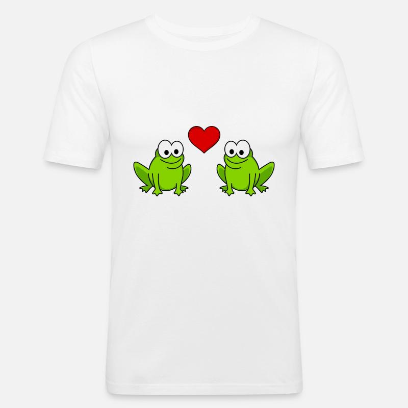 Frosch Comic Paar liebe - Männer Slim Fit T-Shirt - Weiß