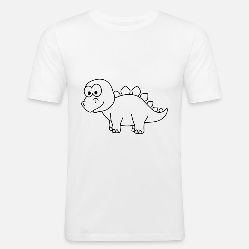 Dinosaurier stegosaurus Comic - Männer Slim Fit T-Shirt - Weiß