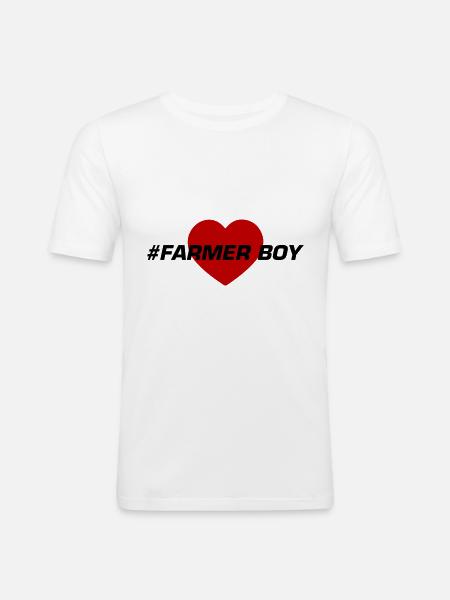 Farmer Boy Heart Love - Men's Slim Fit T-Shirt - white