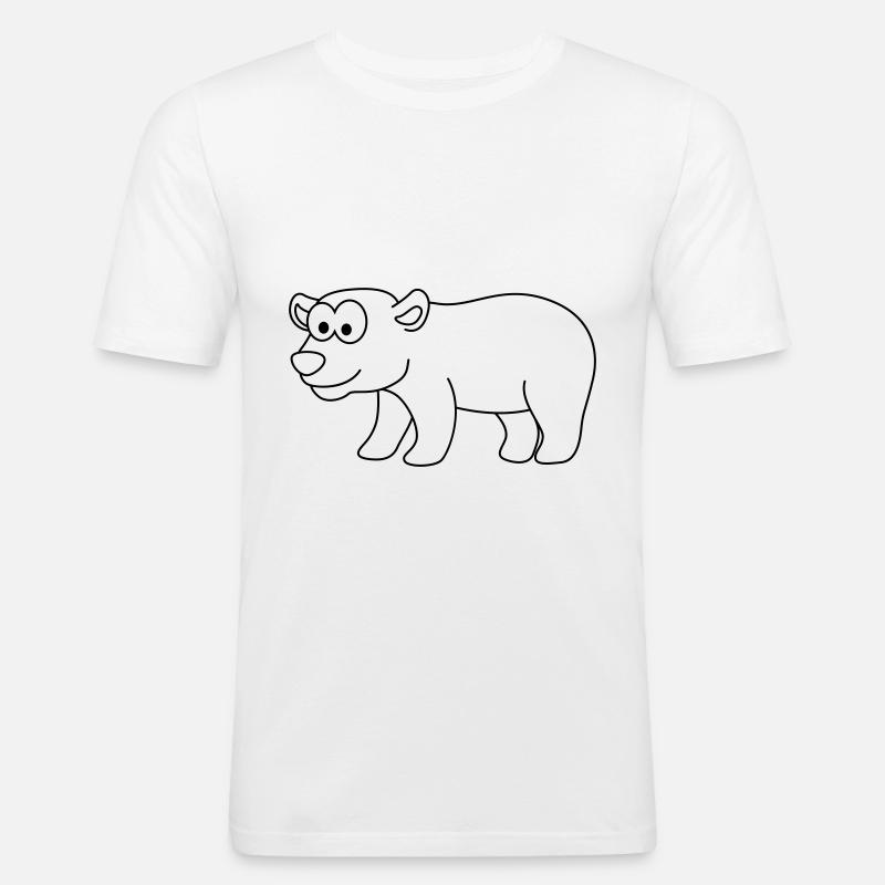 Eisbär Comic Tier - Männer Slim Fit T-Shirt - Weiß
