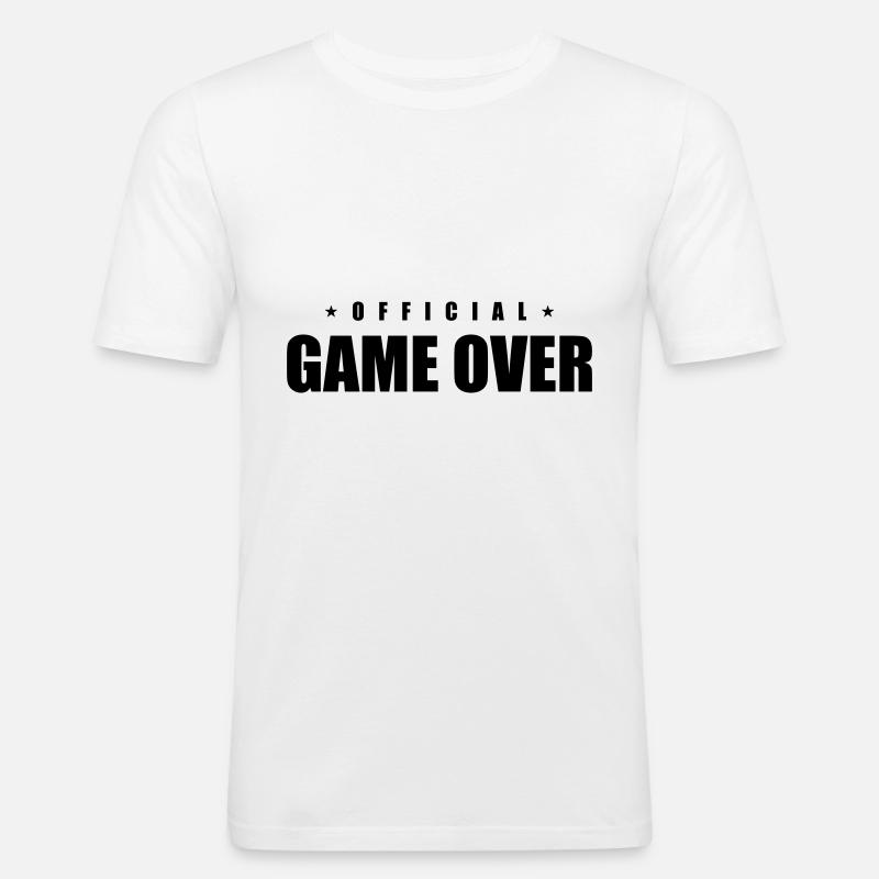 Game Over Spruch - Männer Slim Fit T-Shirt - Weiß