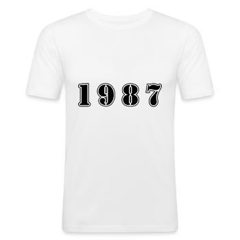 1987 Jahr Geburtstag - Männer Slim Fit T-Shirt - Weiß - Vorne - Nik (191cm)