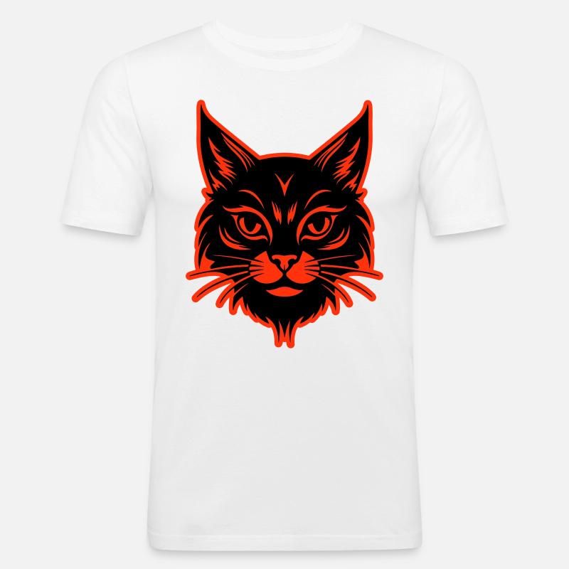 Katze Kopf - Männer Slim Fit T-Shirt - Weiß