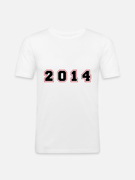 2014 Year Number - Men's Slim Fit T-Shirt - white