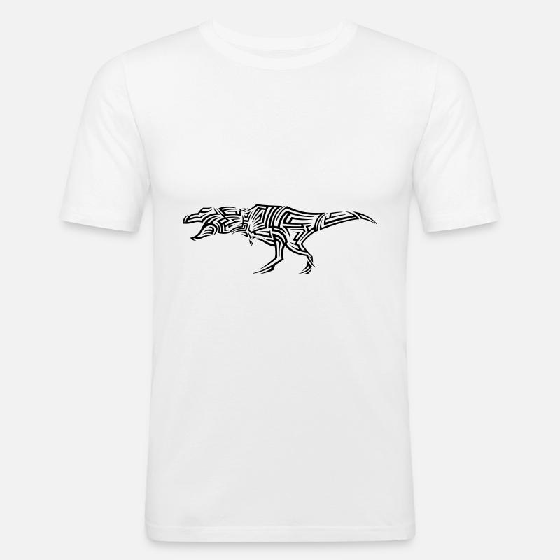 Dinosaur T-Rex Tribal Tattoo - Men's Slim Fit T-Shirt - white
