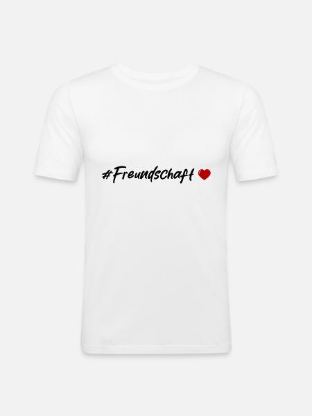 Freundschaft Herz - Männer Slim Fit T-Shirt - Weiß